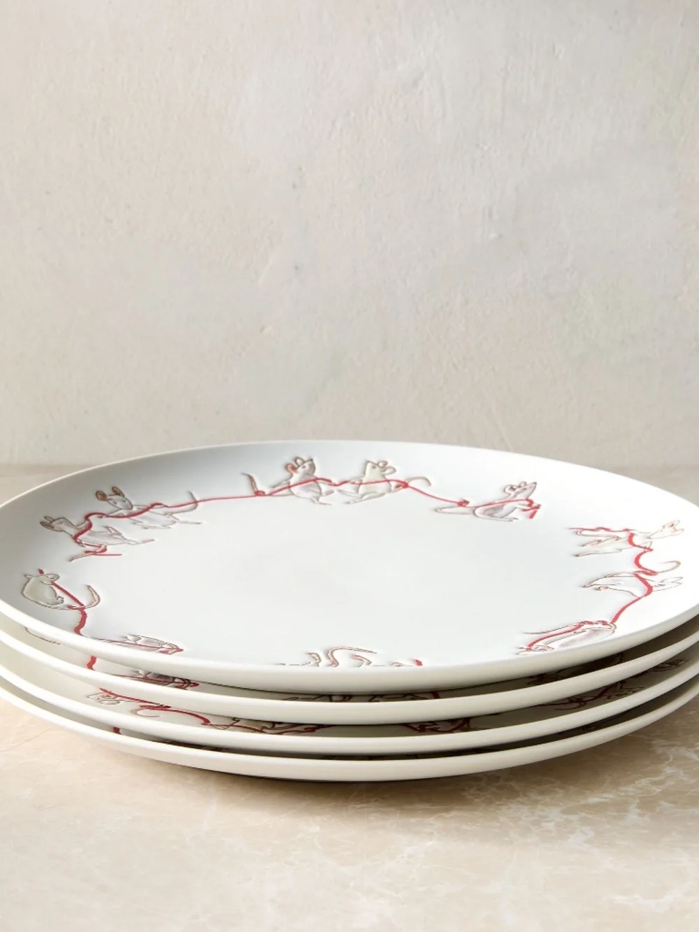 Naughty or Mice Stoneware Dinner Plates Set of Four